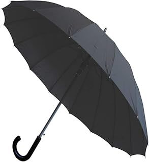 COLLAR AND CUFFS LONDON Windproof Strong Umbrella 60MPH - 16 Ribs For Super-Strength - Best Triple Layer Reinforced Frame with Fiberglass - Designer Rainproof Straight - Auto Open - Men Women Black