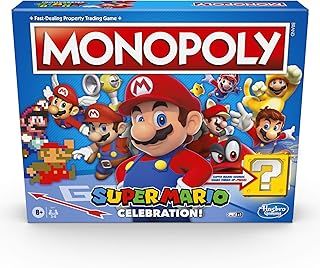 Monopoly Super Mario Celebration Edition Board Game for Super Mario Fans for Ages 8 and Up With Video Game Sound Effects, Multicolor