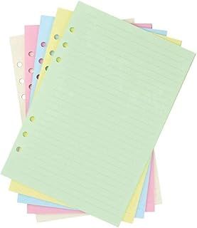 Lined Refill Paper 100 Sheet A5 Coloured for Filofax - 6 Punched Holes Loose-Leaf Refillable Lined Paper, A5 Diary Planner Inserts Refills for Notes Meeting Travel Record