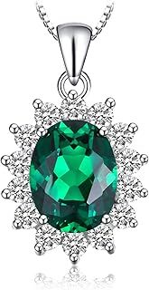 JewelryPalace Princess Diana Kate Middleton Class Gemstone Birthstone Sapphire Emerald Statement Pendant Necklace for Women, 14k Gold Plated 925 Sterling Silver Necklaces for Women, 18 Inch Box chain