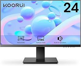 KOORUI 24 Inch Monitor, Build-in Speakers, PC Monitor IPS FHD 1080p, HDMI 1.4 (100Hz), VESA 75 x 75 mm, Adpitive Sync, Eye Care, Tilt Adjustment