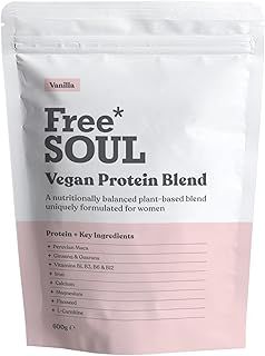 Free Soul Vegan Protein Powder | Formulated for Women | 600g | 20g Protein with Added Nutrients | Gluten & Soy Free Plant-Based Nutrition Shake | Pea & Hemp Isolate Protein | Vanilla Flavour
