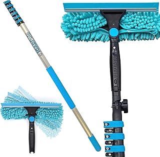 IGAD Pole Professional Telescopic Window Cleaning Kit 24 Foot (7m) Extension Pole and Single Pivot 10"(25cm) Window Squeegee, Window cleaning washer tools