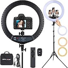 21 Inch LED Ring Light with Tripod Stand, Large Selfie Ring Light for YouTube Vlog, Makeup Studio Portrait, with Carrying Bag and Remote Controller, CRI>97