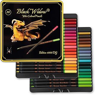 Black Widow Colouring Pencils, 36 pc Coloured Pencil Set. Best For Sketching And Artist Colours, Wax Colouring Pencils for Adults (Dragon Pencil Set)
