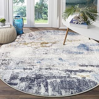 Capslpad Abstract Round Rugs Ø135cm Living Room Non Slip Round Area Rug Short Pile Modern Bedroom Circle Carpet Washable Soft Faux Wool Floor Mat Rugs for Kids Room Bathroom Dining Room Decor,Blue