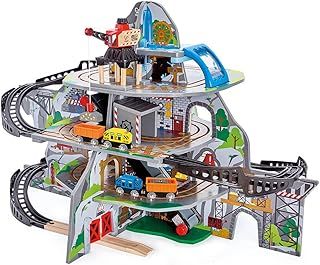 Hape Mighty Mountain Mine | Multi-Coloured 32-Piece Wooden Pretend Play Railway Set | Train Toy for Kids
