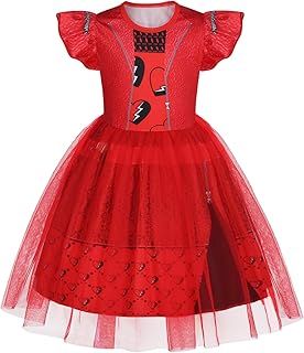 AmzBarley Descendants Rise of Red Costume Kids Girls Birthday Themed Party Fancy Dress Halloween Dress up Outfits