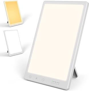 panergy Light Lamp, UV-Free 16000 Lux Simulated Sunlight, Sun Lamp with 3 Color Temperature, 4 Brightness Levels & Timers, Touch Control Sunlight 45 Degree Foldable Stand for Home Office, White
