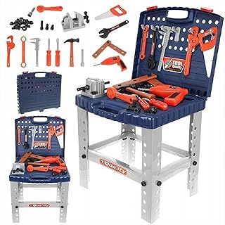 Play Tools Set Construction Toy, Tool Bench Kit, With Folding Work Bench Workshop, Convenient, Functional, Compact Storage, Realistic and Interactive