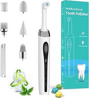 ORALTEN Teeth Whitening Kit - Multifunctional Teeth Polisher & Stain Remover - 5 Brush Heads, 3 Polishing Pastes, LED Light, 5 Modes, Rechargeable (White)