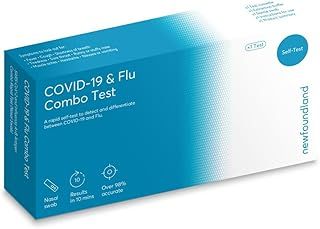 Newfoundland COVID & Flu Combo Test Kit - Dual Home Self-Testing for Influenza & COVID-19 - Rapid Results in 10 Minutes - Detects Coronavirus & Flu Strains - CE Certified - Single Use
