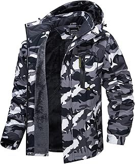 MAGOCMSEN Mens Fleece Jackets Winter Thermal Skiing Mountain Windbreaker Water Resistant Coats with Hood