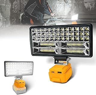 Cordless LED Work Light for Dewalt 18V Battery, Portable Flashlight Lamp, 90W 6800LM Spotlight Jobsite Flood Light with Type C & USB Port for Repairing, Camping, Emergency, Garage (No Battery)
