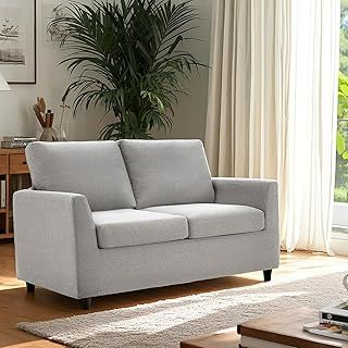 UNIONLINE 2 Seater Sofa with Removable Sofa Covers, Double Seat Small Sofa Loveseat Couch Modern for Livingroom,Light Grey