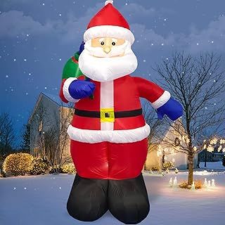 Danxilu 8 FT Tall Christmas Inflatables Santa Outdoor Built-in LED Lights, Inflatable Christmas Decorations Santa Claus with Gift Bag for Xmas Decor Holiday Party Yard Garden Lawn Patio