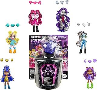 Monster High Potions Mini Dolls and Accessories, Surprise 3-inch Character Figures in Display Bottle with Water Reveal & Charms (Characters May Vary), HYB10