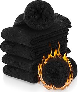 PROETRADE Merino Wool Thermal Socks for Womens Walking Winter Warm Thick Cosy Boot Crew Comfy Ladies Hiking Work Socks 5 Pack