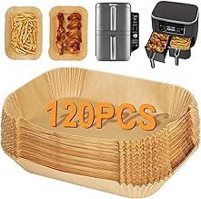 BYKITCHEN 120PCS Air Fryer Liners for Ninja Double Stack XL Air Fryer, Airfryer Accessories for Stacked SL400UK/F300UK/AF400UK/ Foodi Max AF451UK & Other 7.6L/9L/9.5L Dual Drawer