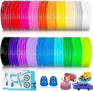 3D Pen Filament Refills PLA 20 Colors 1.75mm 3D Printing Pen Filament 16.4 Feet Per Colour Total 328 Feet with Mould Guiding Booklet and Silicone Finger Caps for Most Intelligent 3D Pen