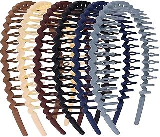 6Pcs Multi-Style Teeth Comb Headbands Fashionable Wave Teeth Comb Headbands Non-Slip Shark Teeth Headband for Women Men Girls