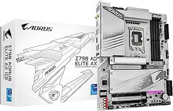 Gigabyte Z790 AORUS ELITE AX ICE Motherboard - Supports Intel Core 13th CPUs, 16+1+2 Phases Digital VRM, up to 7600MHz DDR5, 4xPCIe 4.0 M.2, Wi-Fi 6E, 2.5GbE LAN, USB 3.2 Gen 2