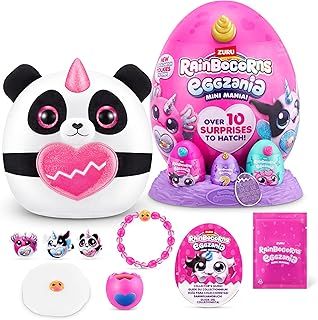 Rainbocorns ZURU Eggzania Mini Mania, Panda, by ZURU Plush Surprise Unboxing with Animal Soft Toy, Idea for Girls with Imaginary Play (Panda)