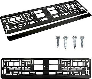 PAIR (2PCS) SUPER BLACK GLOSS Car Registration License Number Plate Surround Holder Frame Surround