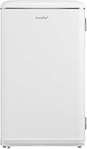 COMFEE' RCD93WH2UKRT(E) Under Counter Fridge Only, 93L Retro Freestanding Fridge with Chiller Box, Adjustable Thermostats, LED light, White