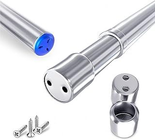 Wardrobe Rail and Fittings 57-100 cm – Stainless Steel Extendable Clothes Rail Pole with End Sockets & Screws - Heavy Duty & Rust Resistant for Wardrobe, Shower, Balcony, Windows