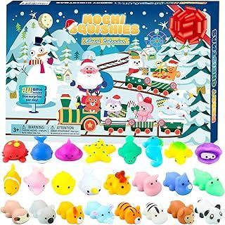 2024 Mochi Squishy Advent Calendar Christmas 24 Days Countdown Advent Calendar Including 24 Cute Kawaii Mochi Animal Squishies Toys for Kids Boys Girls