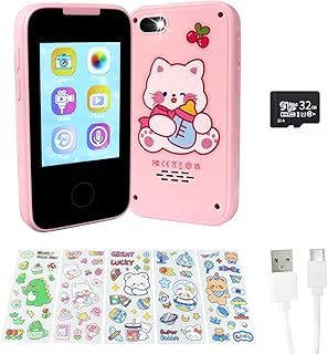 Kids Smart Phone Toys Mobile Phone for Girls Boys Touchscreen Children SmartPhone with Dual Camera Game Music 32G SD Card for Christmas Birthday Gifts (Pink)
