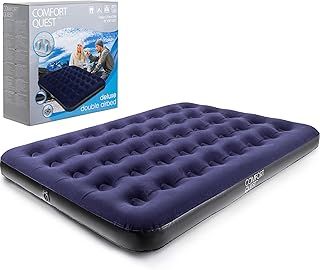 Double Airbed, Inflatable Guest Air Bed, Blow Up Camping Mattress, Flocked Surface, Coil Beam Construction, L191cm x W137cm x D22cm, Max Weight 295kg