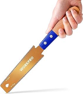 WORKPRO 150mm Japanese Pull Saw, Compact Double-Edged Flush Cut Saw with 14&17 TPI, SK5 Flexible Blade Hand Saw for Craft, Hobby, DIY, Trim Pull Saw for Woodworking