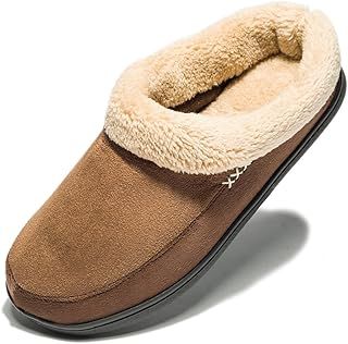 NewDenBer Men's Warm Memory Foam Slippers Soft Plush Fleece Lined Slip on Indoor Outdoor House Shoes