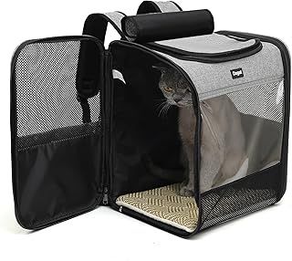Cat Carrier Backpack, Puppy Dog and Pet Backpack Carrier Front Pack, Pet Rucksack Bag for Travel Camping Hiking, Portable Breathable Rucksack for Medium and Small Cats & Dogs, Grey