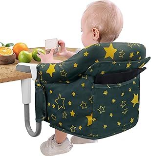 Teglu Portable High Chair Baby, Folding Hook on Seat Clip on Highchair with Seat Belt/Bag/Removable Seat for Home Travel,6-36 Months/33lb