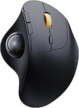 ProtoArc EM04 Trackball Mouse Wireless Bluetooth Mouse, Rechargeable Ergonomic Mouse with 5 Adjustable DPI, Thumb Control, 3 Device Connection, Smooth Tracking, for PC, iPad, Mac, Windows