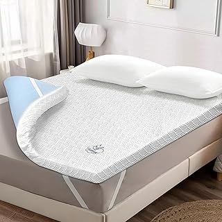 Mattress Topper Small Double Bed - Dual-layer Memory Foam Mattress Toppers with Breathable Microfibre Cover & Elasticated Corner Straps for Back Pain Relief (120x190cm, 5cm)