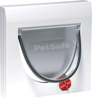PetSafe Staywell Classic Manual 4-Way Locking Cat Flap – Cat door with 4 programmed locking settings, White, Tunnel included