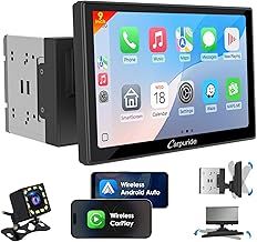 Carpuride YT09S Double Din Car Stereo with Wireless Apple CarPlay&Android Auto,9" IPS Touch Screen, GPS Navigation, BT, USB, FM, Rear Camera, SWC