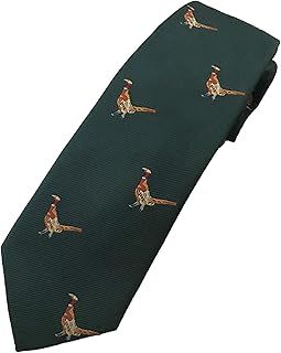 UK SELLER Dark Green Stylish Pheasant Tie Mens Suit Gift Shooting Hunting Country Clay Pigeon Rifle