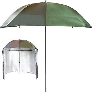Green Tilt Brolly Fishing Umbrella - 75-inch Span, UV Protection, Detachable Sides, Extra Large