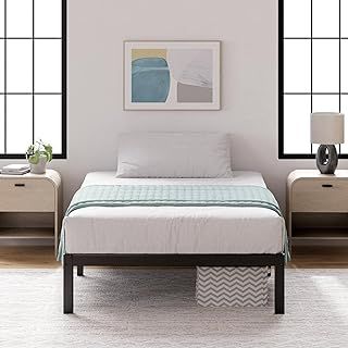Zinus Yelena Single Bed frame - Bed 90x190 cm - 36 cm Height with Underbed storage - Metal Platform Bed frame with Steel slat support - Black
