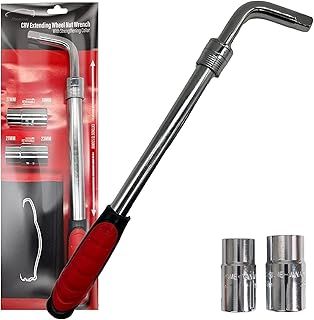 Xtremeauto Heavy Duty Car Wheel Wrench - Brace for Car, Telescopic Lug Nut Tyre Wrench, Reversable 17mm, 19mm, 21mm & 23mm Sockets to Suit All Cars Nuts, with Carry Bag, (XAHDCWB1)