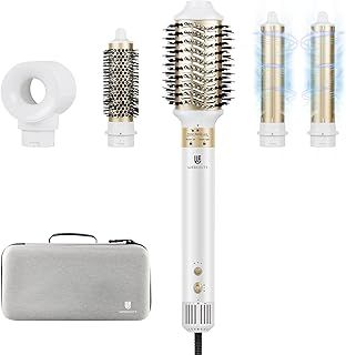 [5 in 1] Hair Dryer Brush & Air Styler, [110000 RPM] High-Speed Ionic Hairdryer Fast Drying, Hot Air Brush Set with Auto Air Curlers, Volumizer, Round Brush, Straightener, for All Hair Types