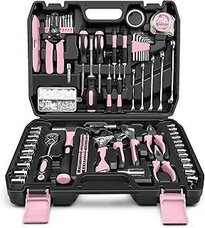 Sundpey Home Tool Kit 281-PCs - Protable Complete Basic Hand Repair General Tool Sets for Men Women - Tool Set with Socket Wrench Set & Screwdriver Set & Metric Hex Key & Pliers & Tool Box Case Pink