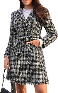 GRACE KARIN Women's Trench Coat Winter Duffle Double Breasted Coat Thick A Line Coat Jacket L Black
