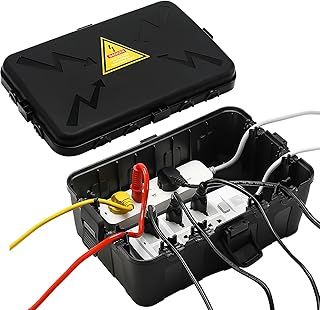 Hrensaw Large Outdoor Electrical Box Waterproof(12.6x8.7x5.1inch),IP54 Waterproof Outdoor Outlet Covers,Weatherproof Extension Cord Covers Protect Outlet,Plug,Timer,Power Strip,Holiday Light,Black