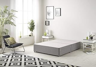 Tweed Gray Flexby Divan Bed Base - Headboard And Storage Drawer (Single, Small Double, Double, King and Super King Size (Double, Divan Base Only)